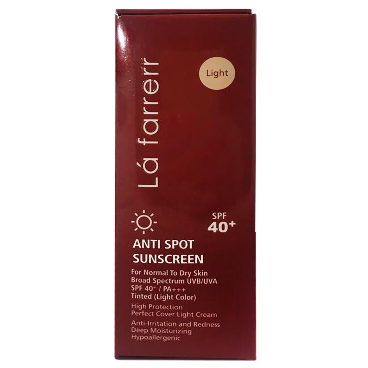 کرم ضد آفتاب و ضد لک رنگی SPF40 پوست خشک لافارر (رنگ روشن)